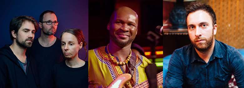L-toR: Chris Montague with Kit Downes and Ruth Goller, Michael Olatuja and Rory Simmons
