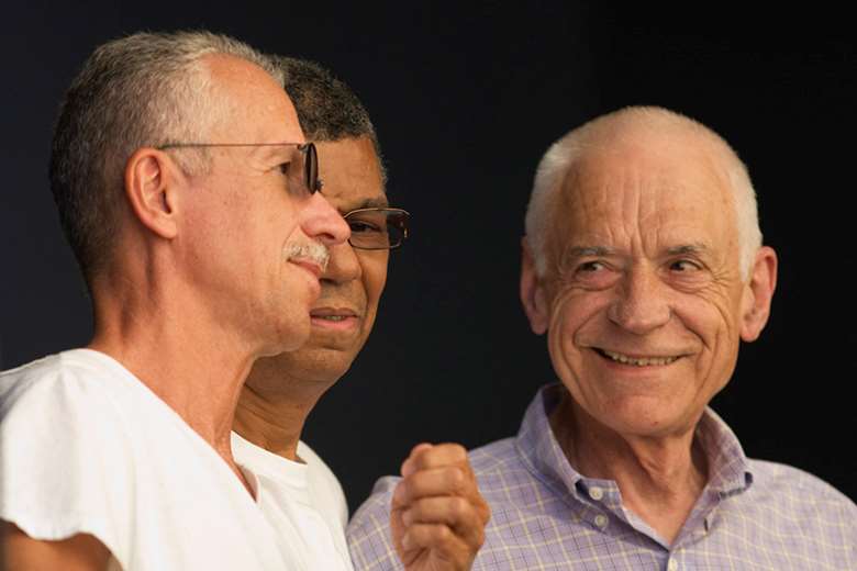 Gary Peacock (right) with Keith Jarrett (left) and Jack DeJohnette (centre) - photo by Tim Dickeson
