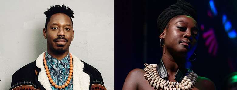 Shabaka Hutchings (left) and Cassie Kinoshi (right)