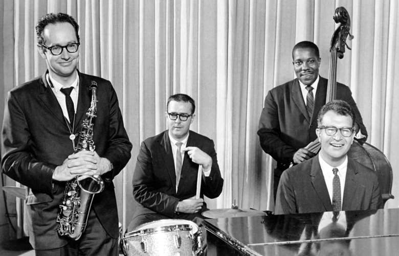 L-R: Paul Desmon, Joe Morello, Eugene Wright and Dave Brubeck in 1959 – photo courtesy of the Brubeck family