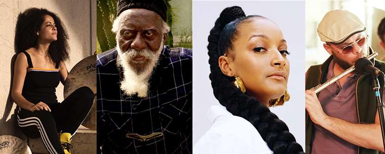 Nominees include (L-R): Jas Kayser, Pharoah Sanders, Nubya Garcia and Ed ‘Tenderlonious’ Cawthorne