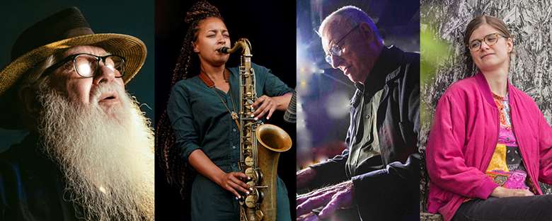 Stars align for Cheltenham: L-R Hermeto Pascoal, Nubya Garcia, Mike Westbrook and Laura Jurd