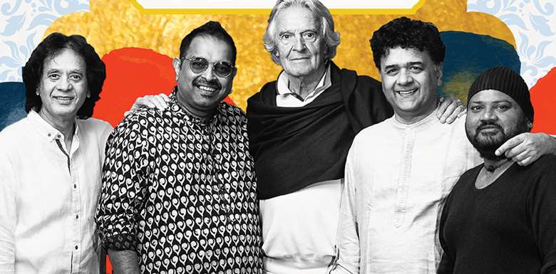 Shakti L-R: Zakir Hussain, Shankar Mahadevan, John McLaughlin, Ganesh Rajagopalan and V. Selvaganesh 