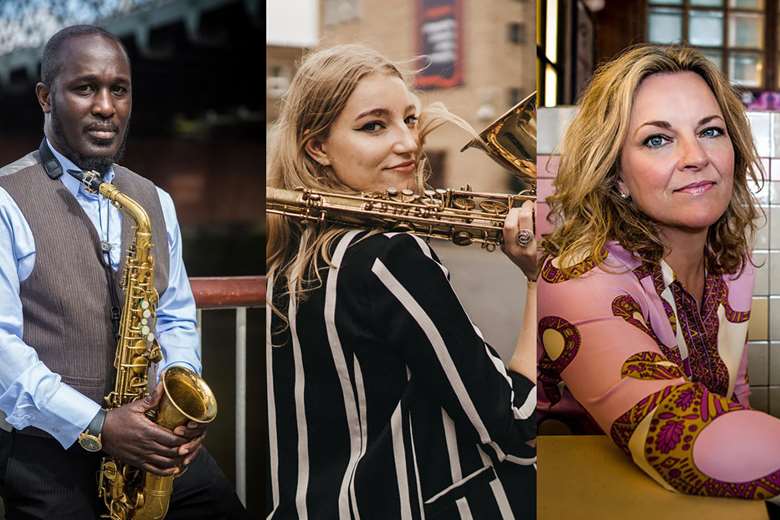 L-R: Tony Kofi, Emma Rawicz and Claire Martin