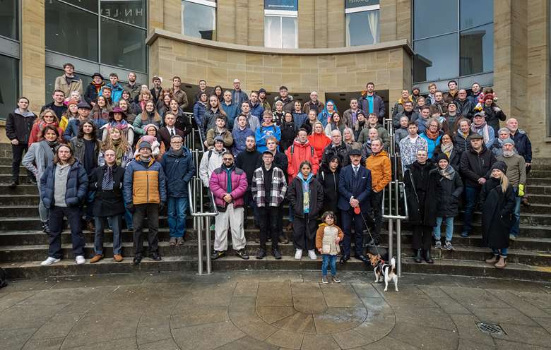 A Grey Day In Scotland: 92 leading Scottish musicians gather in protest outside BBC Scotland  Photo by Derek Clark
