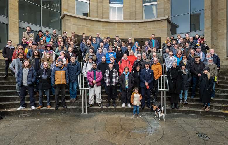 A Grey Day In Scotland: 92 leading Scottish musicians gather in protest outside BBC Scotland Photo by Derek Clark