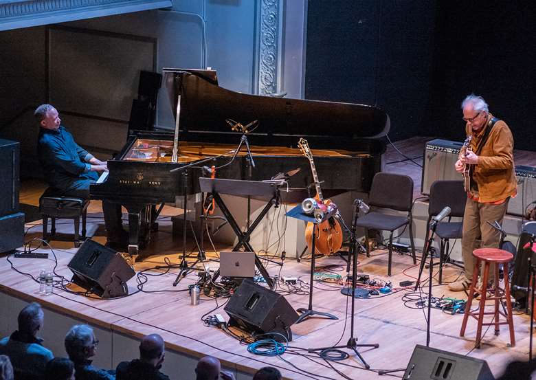 (L-R) Craig Taborn and Bill Frisell salute Derek Bailey - Photo by Matt Mehlan 