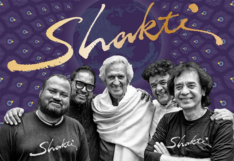 Shakti L-R: Selvaganesh Vinayakram, Shankar Mahadevan, John McLaughlin, Ganesh Rajagopalan and Zakir Hussain