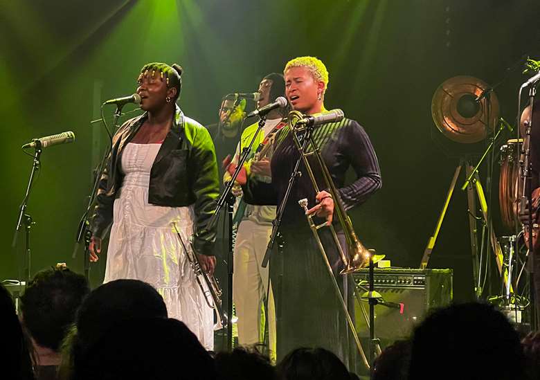 KOKOROKO's Sheila Maurice Grey (left) and Richie Seivwright at Cully - photo by Adam McCulloch