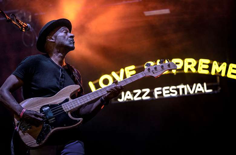 Marcus Miller in full slight at Love Supreme - Photo by Tatiana Gorilovsky