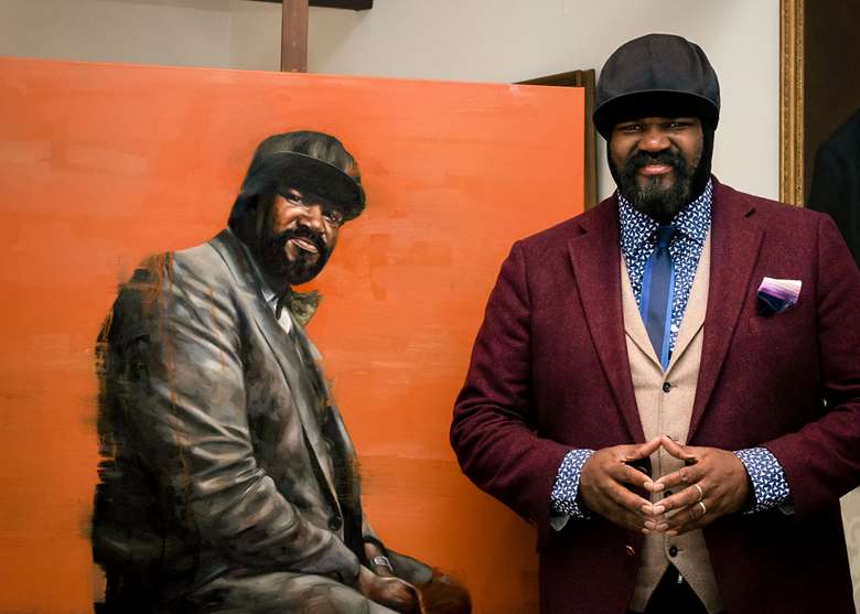 Gregory Porter with his portrait by artist George Groves