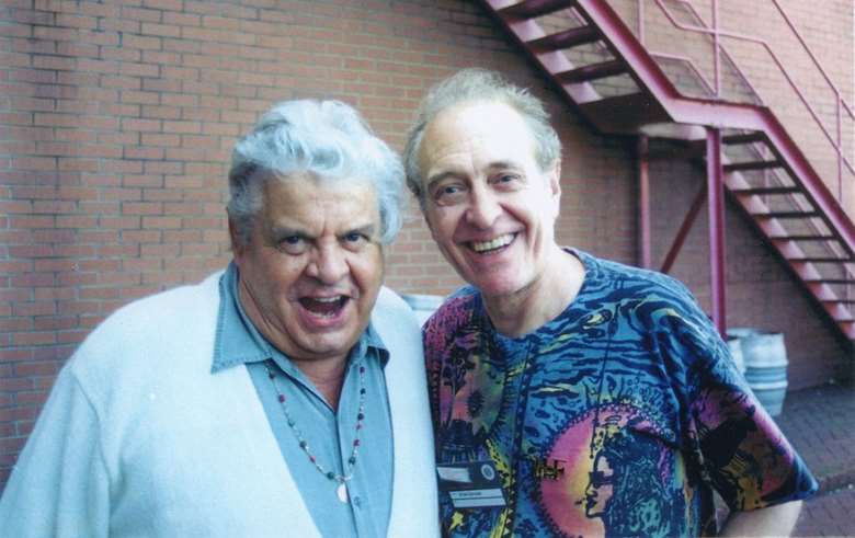 Maynard Ferguson with Ernie Garside in Wigan when Ernie got Maynard’s band over for his Wigan Jazz Festival back in 1998