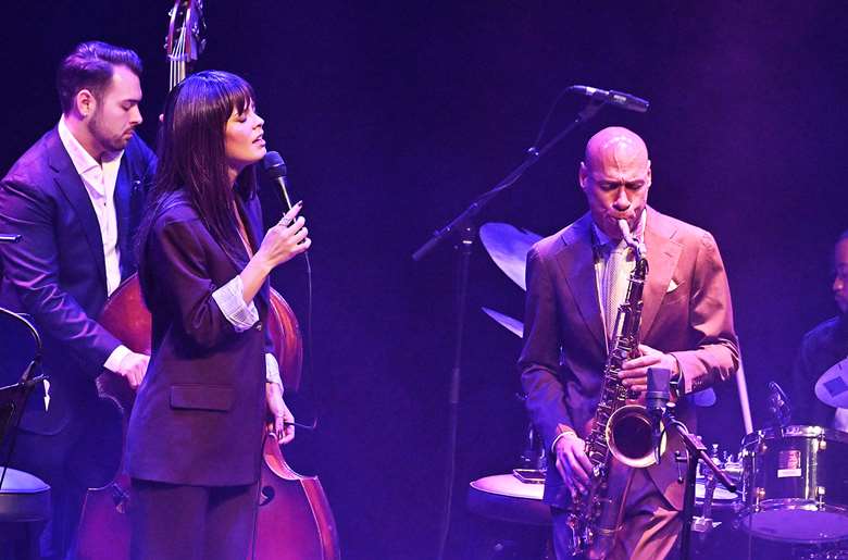 Creating a new American songbook L-R: bassist Philip Norris, singer Gabrielle Cavassa and sax star Joshua Redman - Photo by Mark Allen