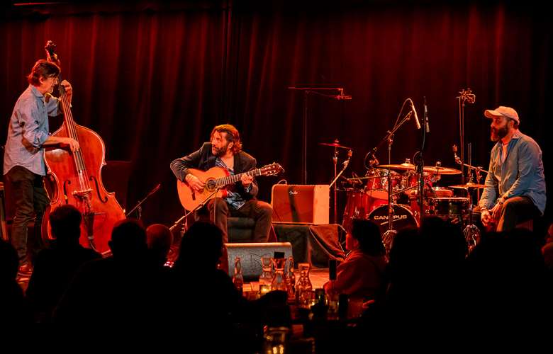 L-R: bassist Javier Colina, José Miguel “Josemi” Carmona and percussionist Israel Suarez “Piraña” Escobar - Photo by Maro Rennella.