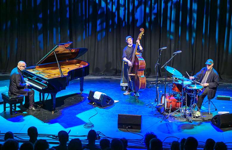 L-R: Ethan Iverson, Jeppe Skovbakke and Sean Carpio – Photo by John Cronin of Dublin Jazz Photography