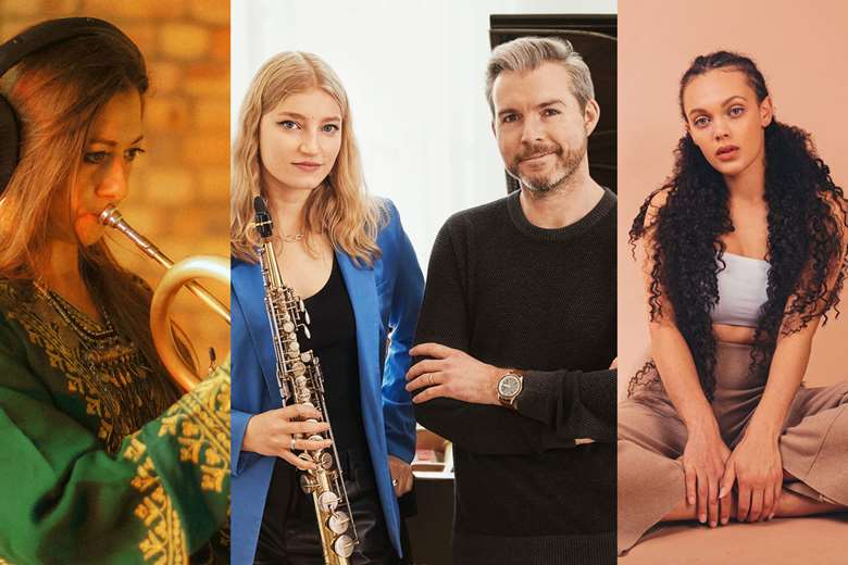 L-R: Yazz Ahmed, Rawicz/Simcock and Mali Hayes for Manchester Jazz Festival 2025