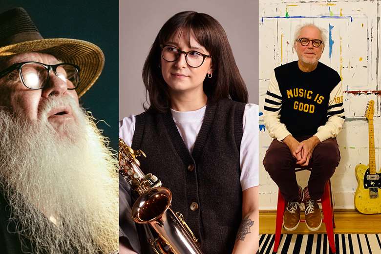 L-R: Hermeto Pascoal, Jasmine Myra and Bill Frisell